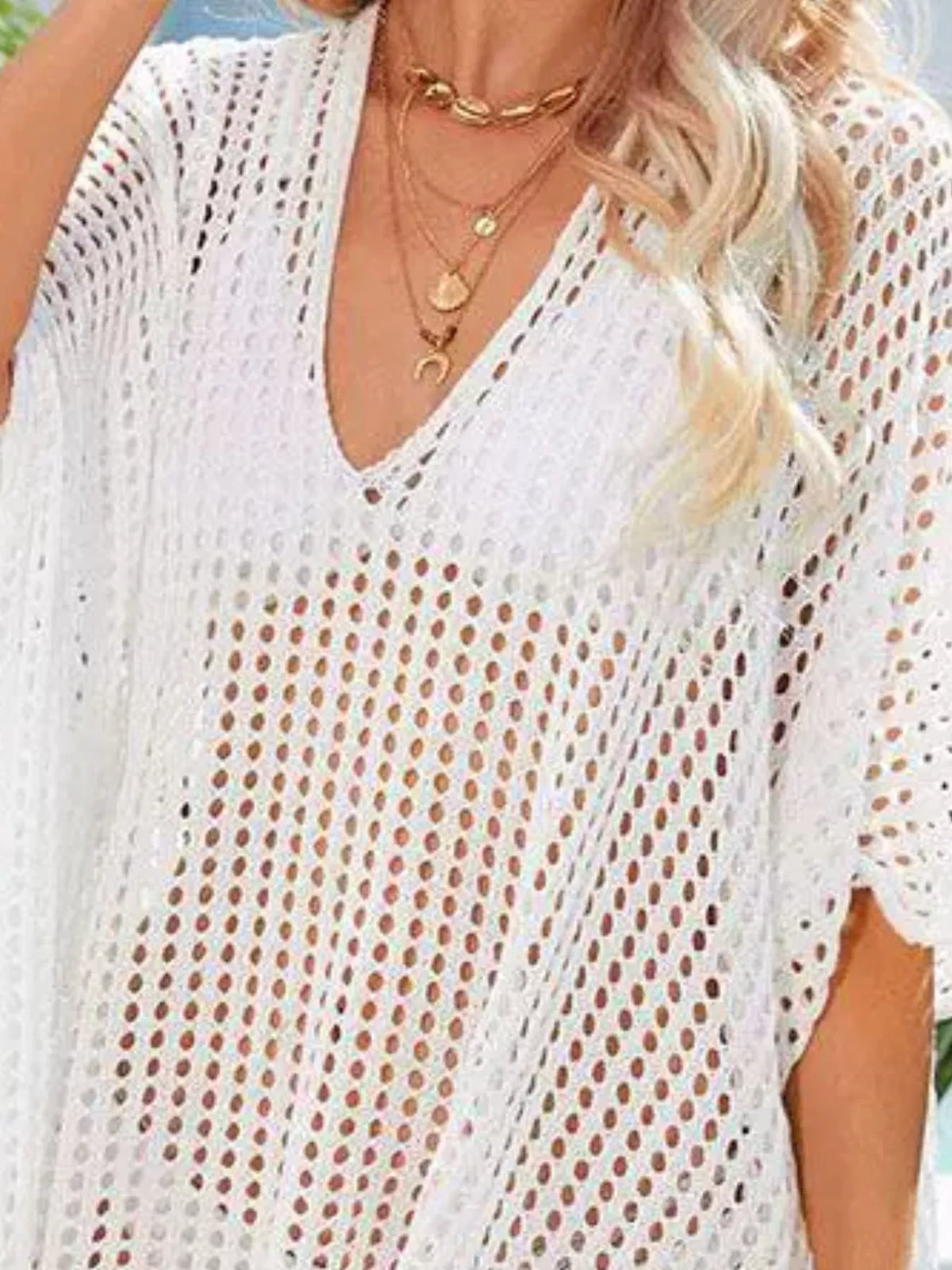 Crochet Rainbow Trim Cover-Up Dress - Lilixa.store