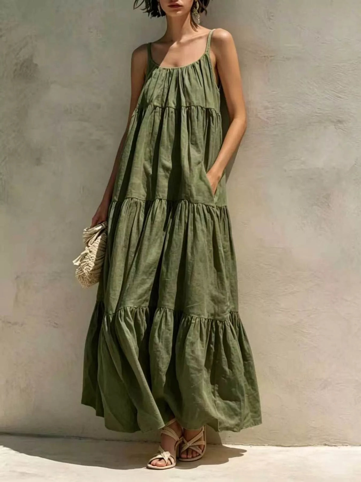 Tiered Scoop Neck Maxi Dress - Lilixa.store