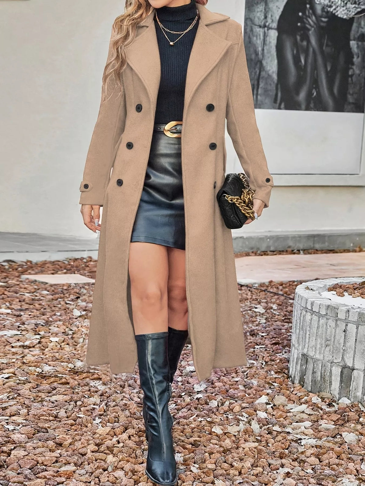 Double-Breasted Longline Coat - Lilixa.store