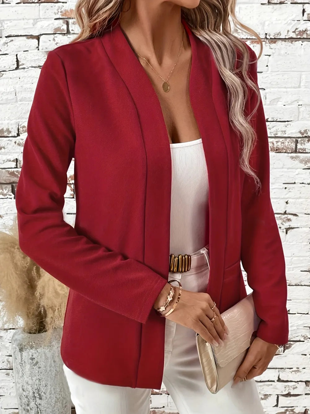Solid Color Open Front Long Sleeve Cardigan - Lilixa.store
