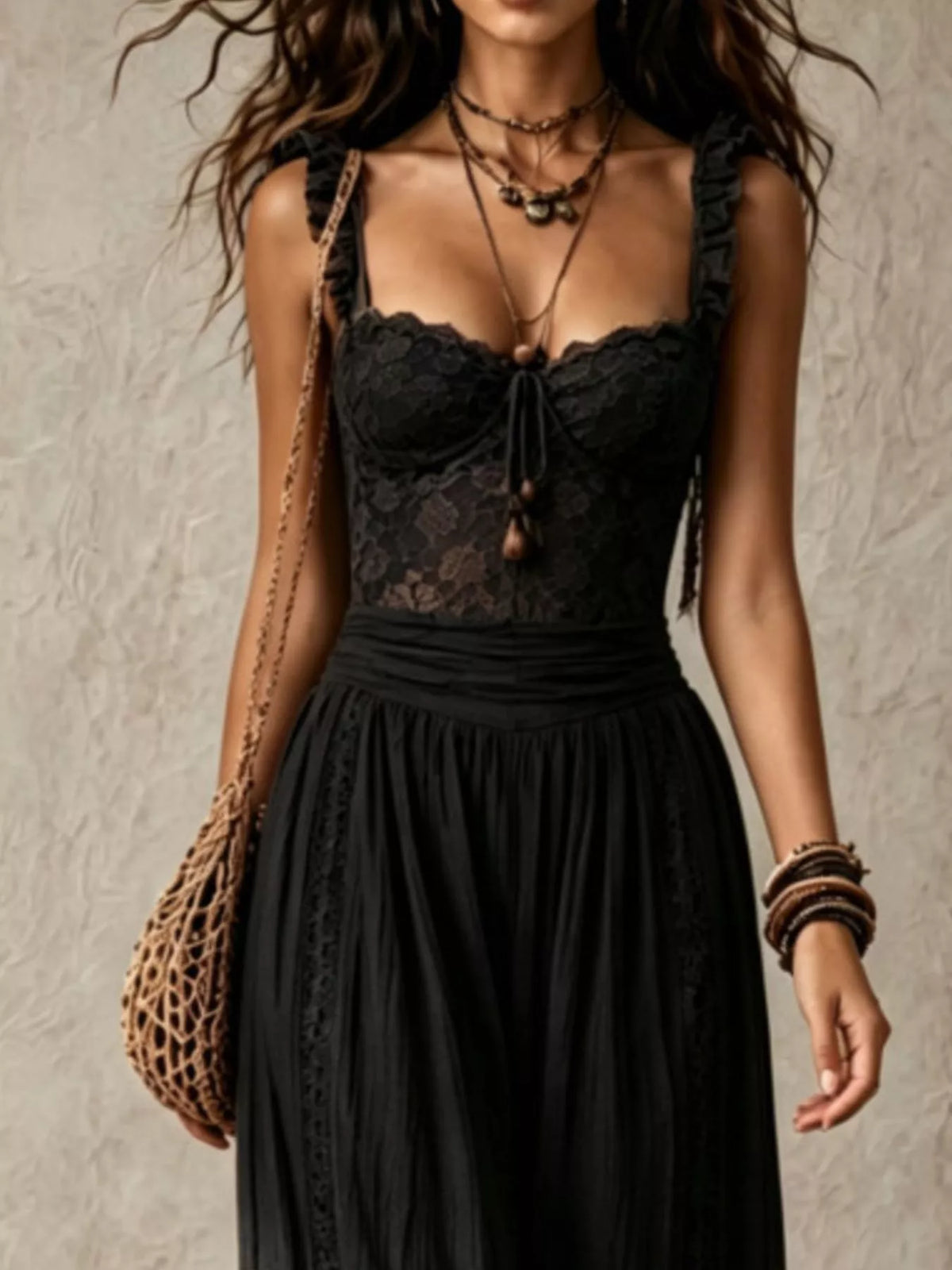 Boho Lace Corset Bodice Jumpsuit with Harem Pants, view 6