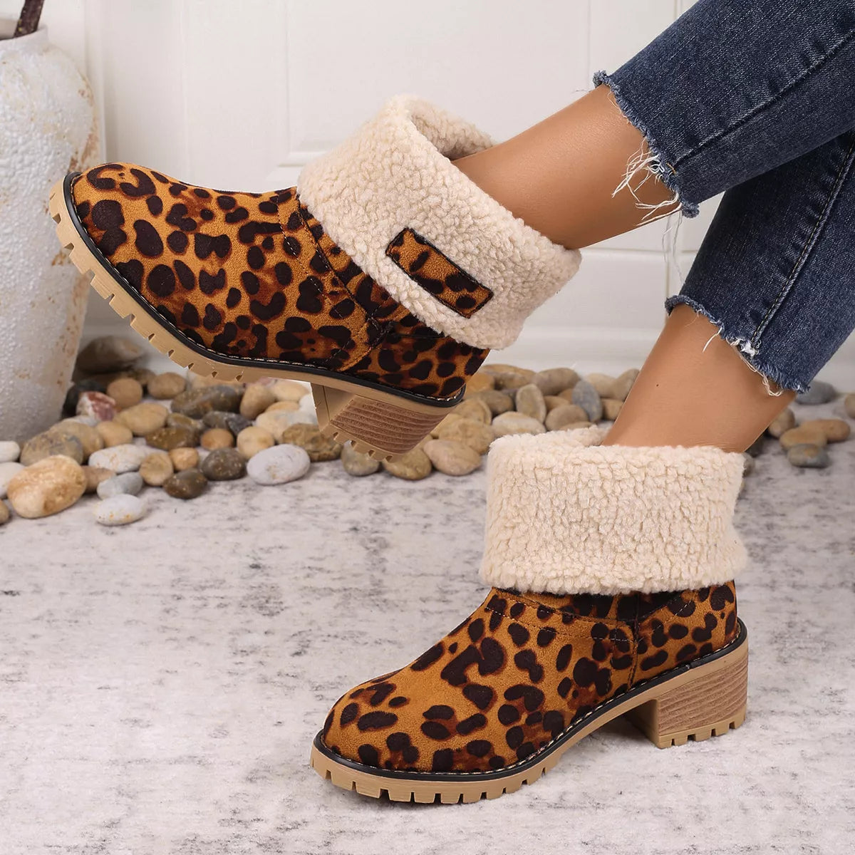 Leopard Print Plush Lined Boots - Lilixa.store