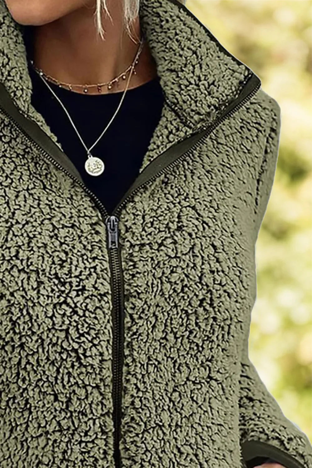 Pocketed Zip Up Turtleneck Jacket, view 12