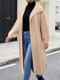Cable-Knit Open-Front Longline Cardigan - Lilixa.store
