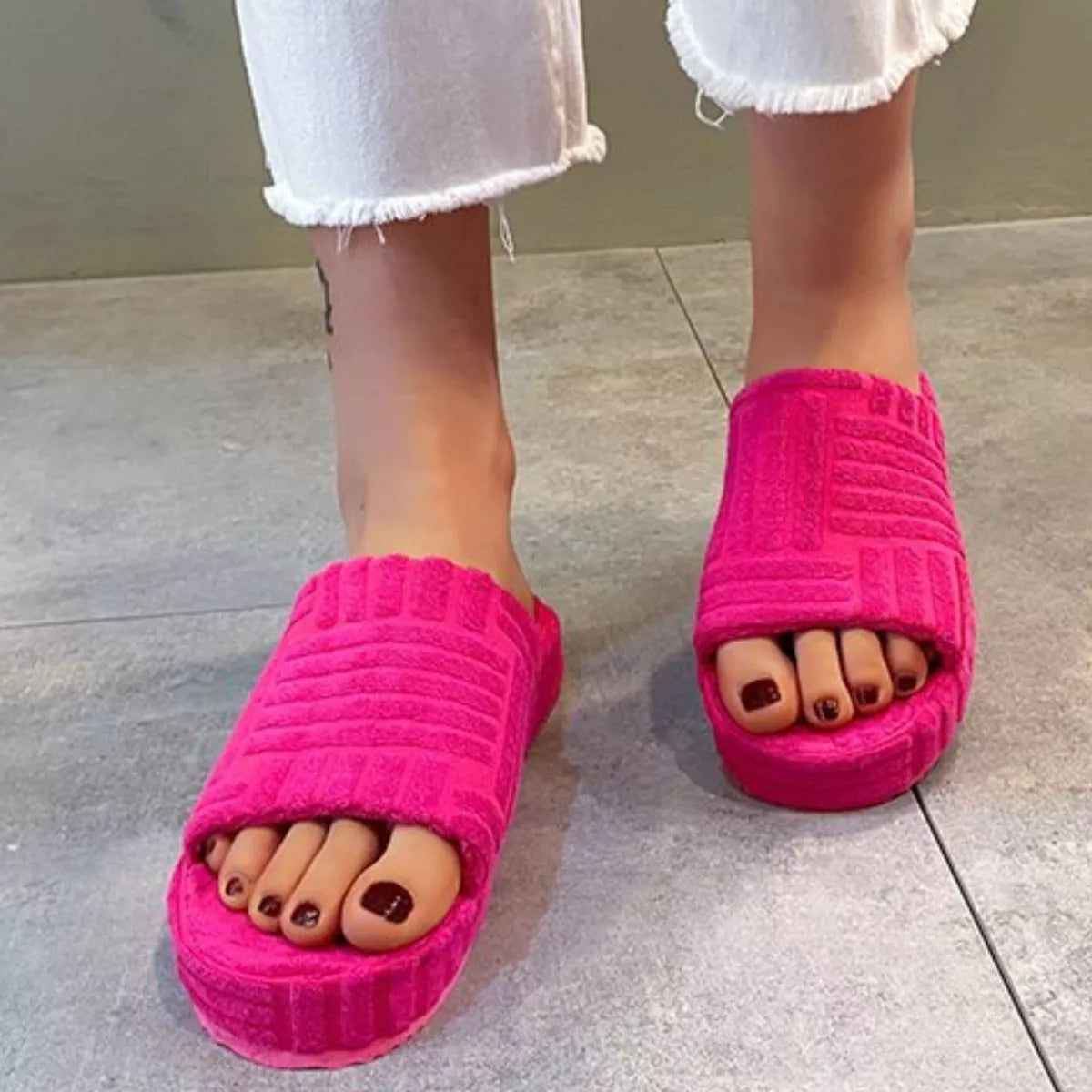 Open-Toe Platform Slippers - Lilixa.store
