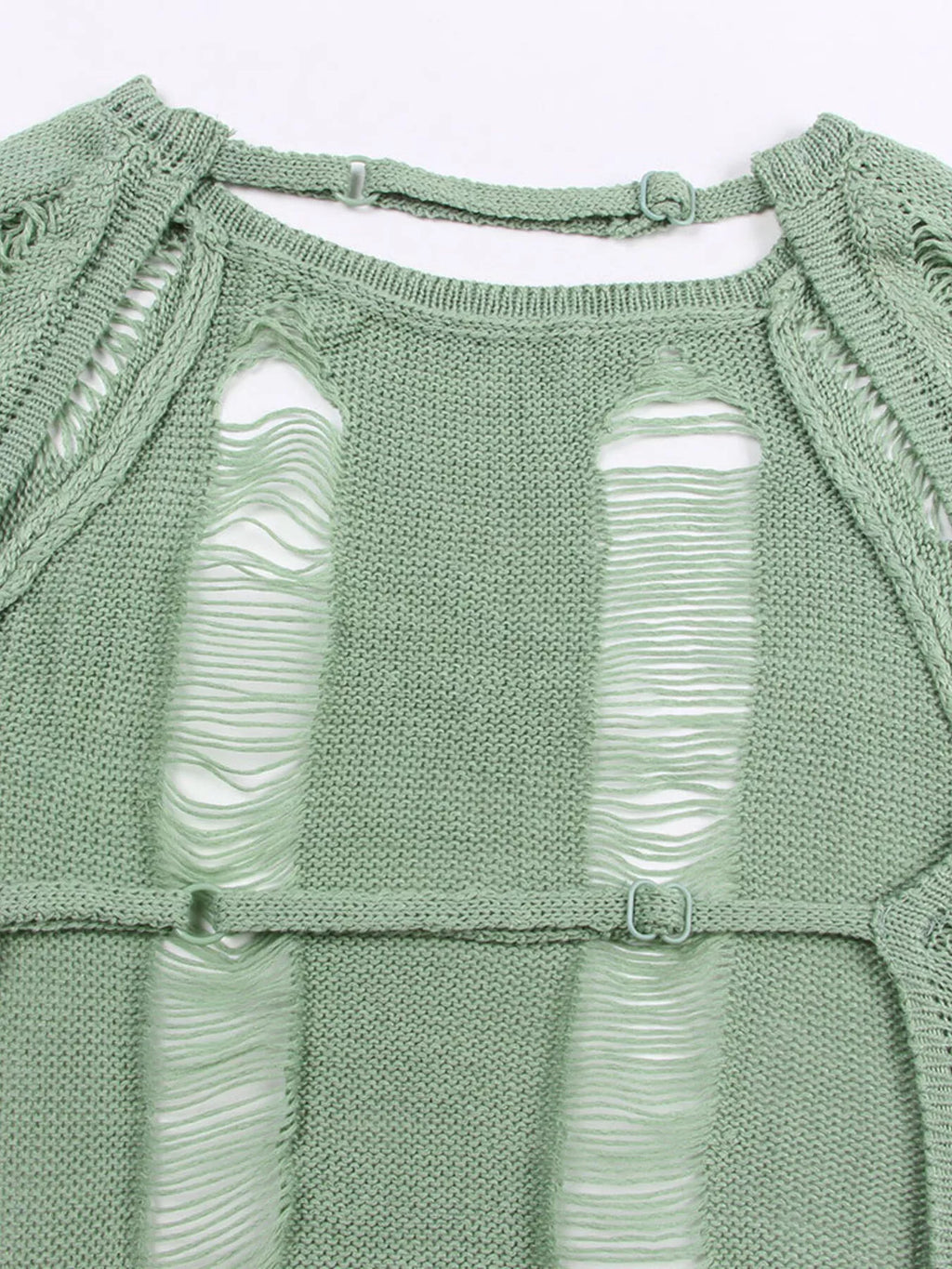 Backless Distressed Long Sleeve Knit Cover Up, view 3