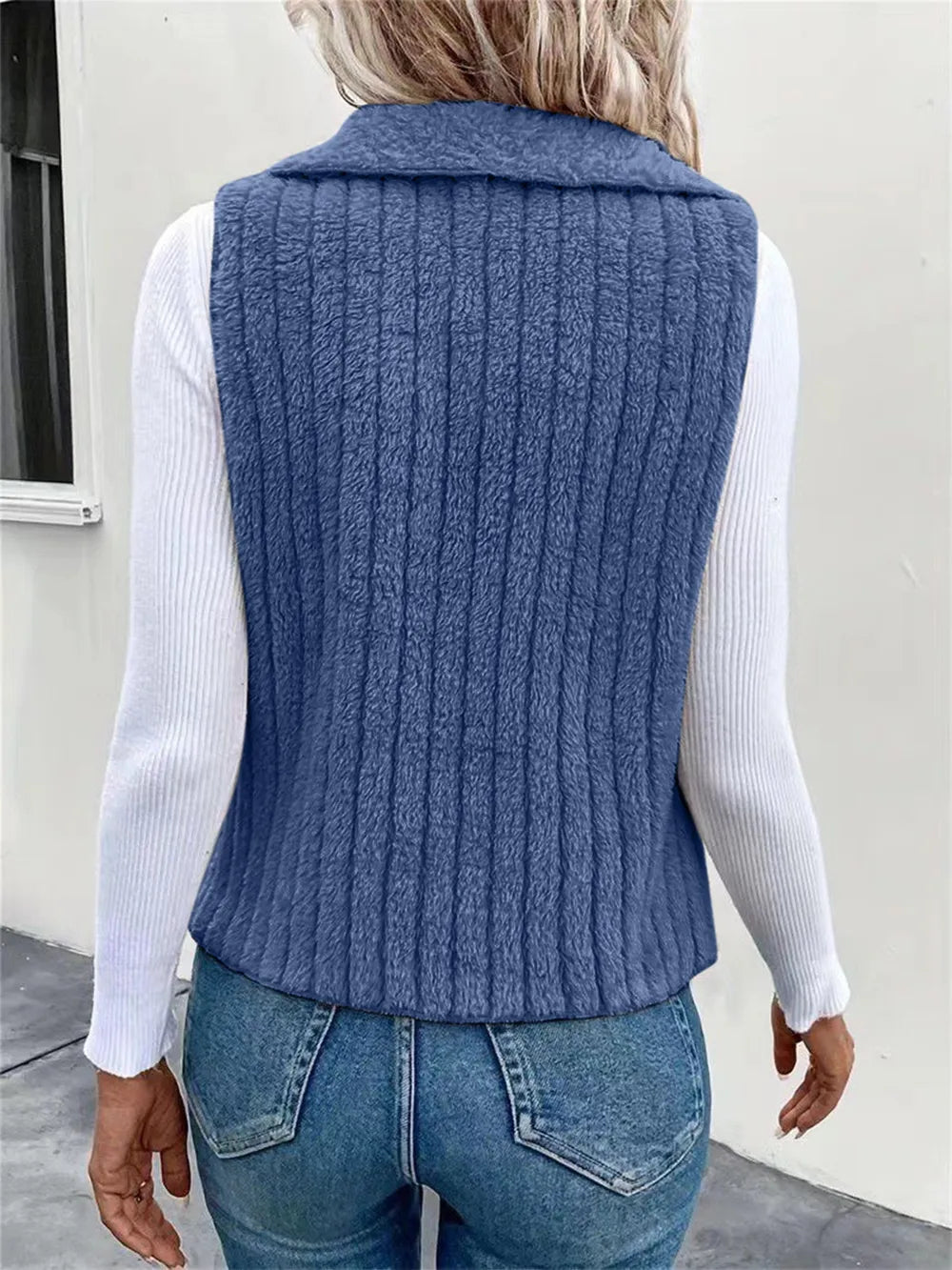 Open Front Fuzzy Vest Coat, view 9
