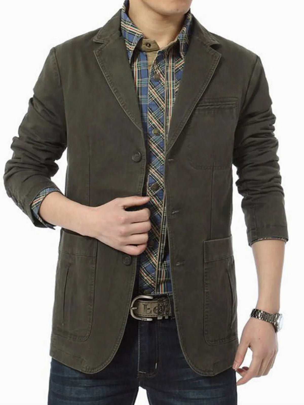 Men's Plus Size Lapel Collar Button Up Blazer - Lilixa.store