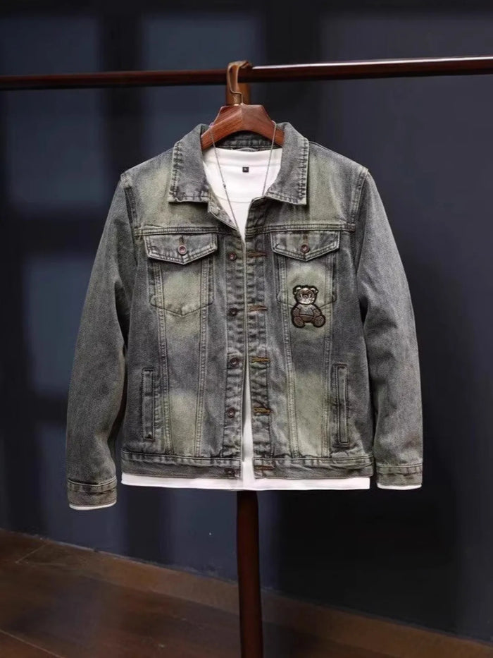 Men's Plus Size Button Up Long Sleeve Denim Jacket - Lilixa.store