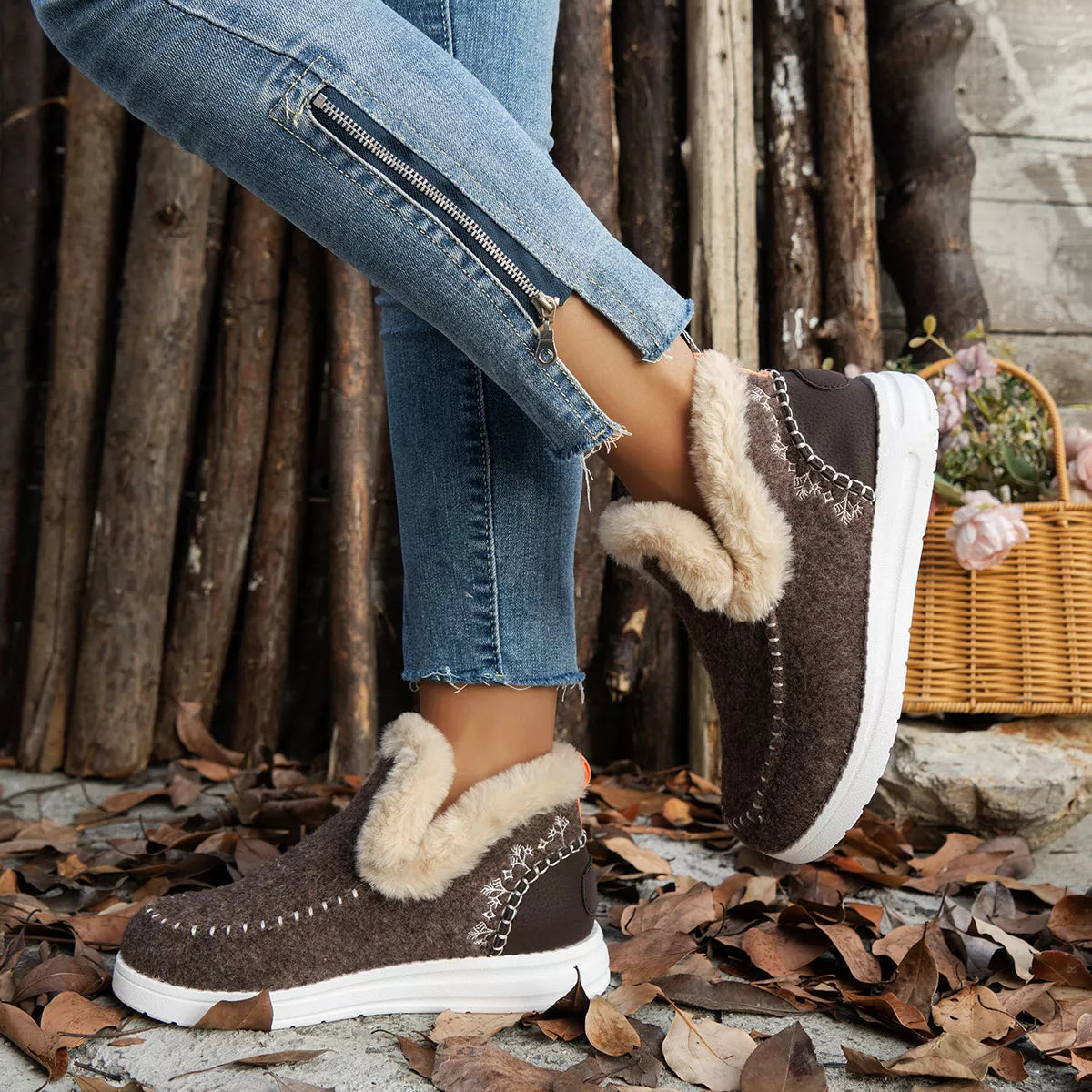 Round Toe Winter Ankle Boots - Lilixa.store