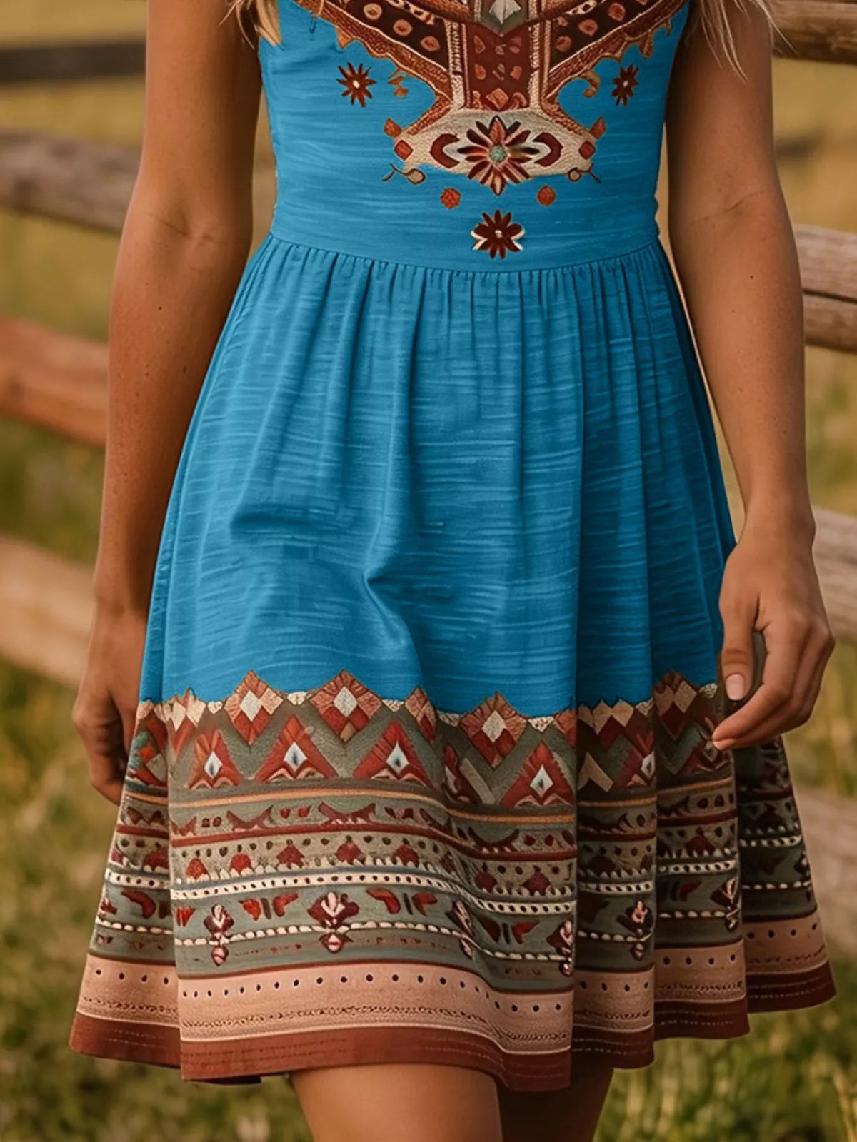Tribal Print Sleeveless A-Line Summer Dress - Lilixa.store
