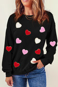Valentine's Day Contrast Heart Long Sleeve Sweatshirt - Lilixa.store