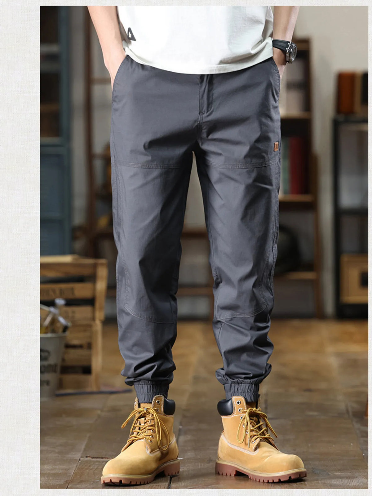 Men's Full Size Wide Leg Pants Plus Size in Grey