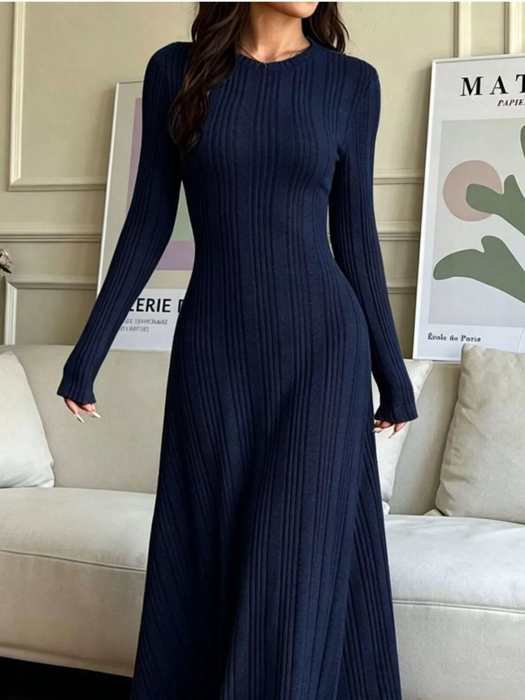 Long Sleeve Ribbed Knit Dress - Lilixa.store
