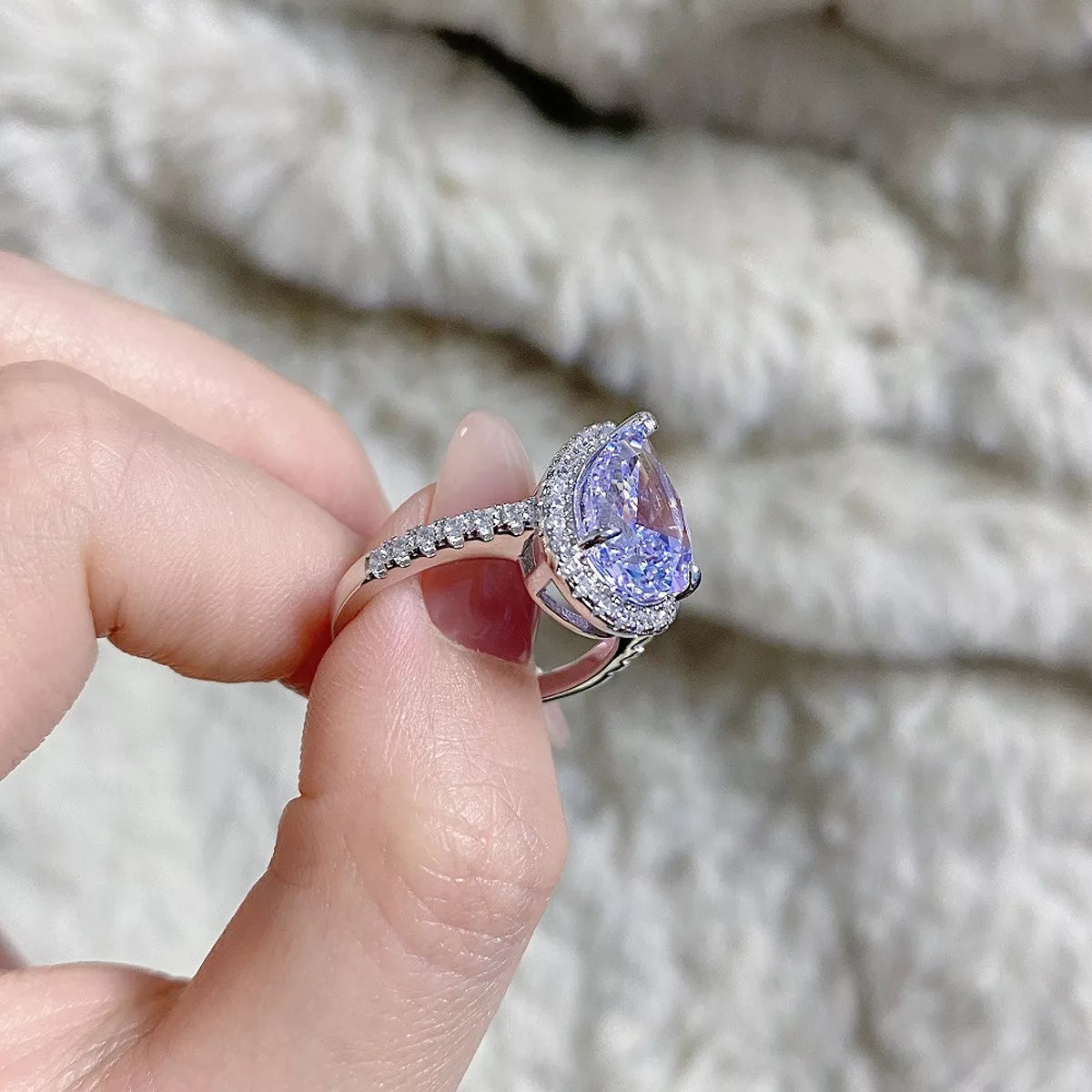 925 Sterling Silver Zircon Teardrop Ring