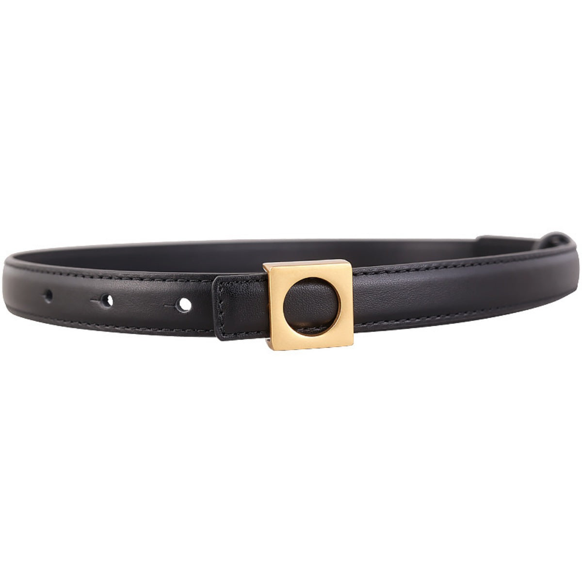 Square Buckle Skinny Leather Belt, view 6