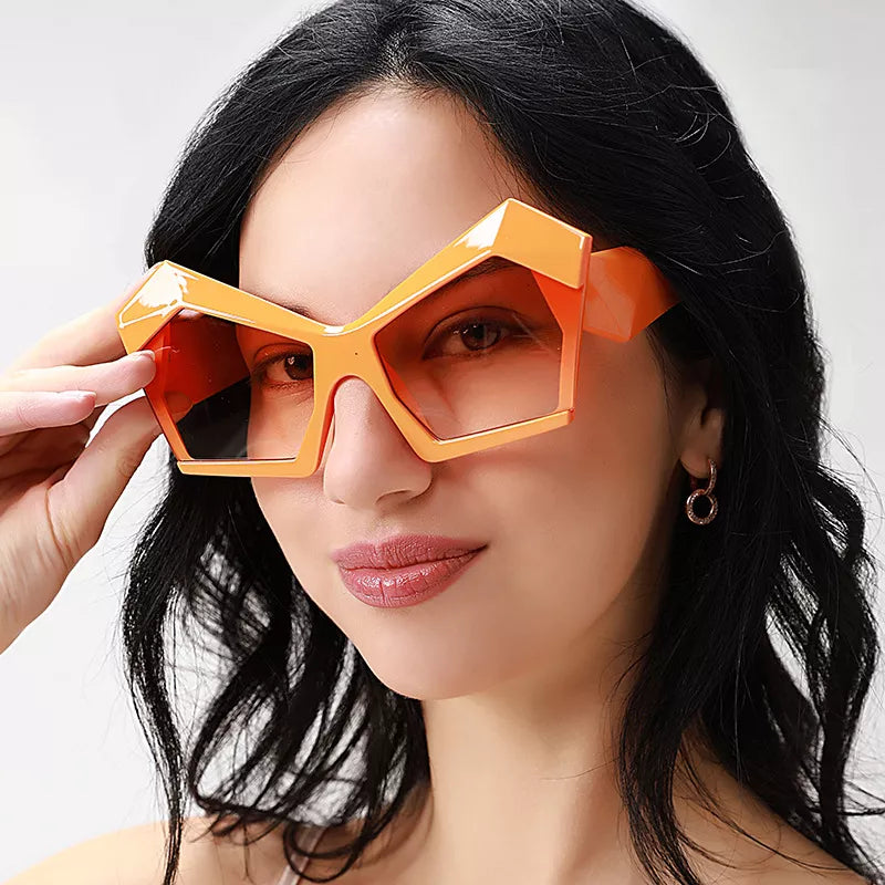 Oversized Geometric Orange Fashion Sunglasses - Lilixa.store