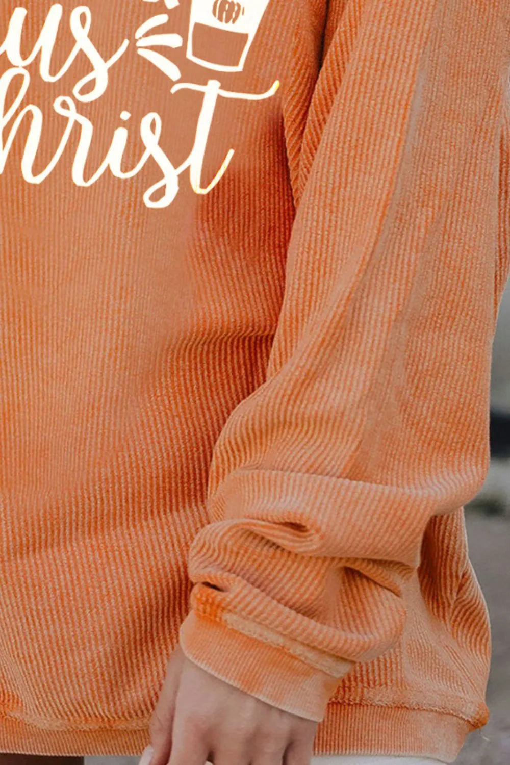 Letter Graphic Round Neck Long Sleeve Oversize Sweatshirt - Lilixa.store