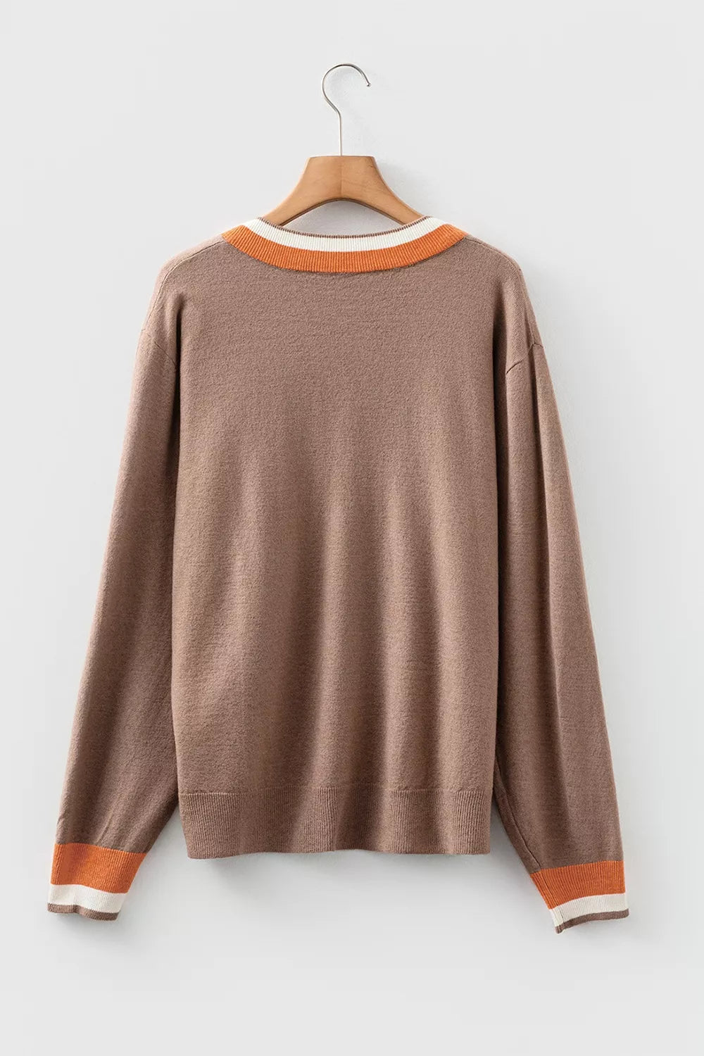 Contrast Trim V-Neck Sweater - Lilixa.store