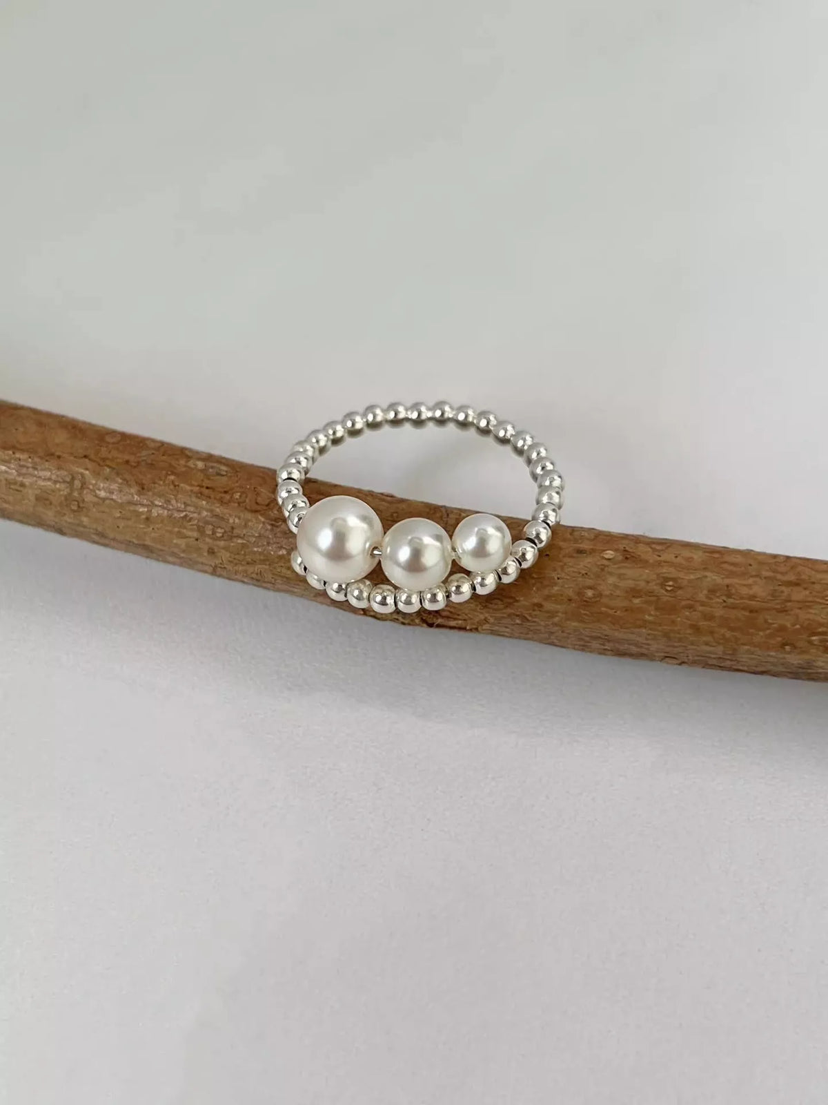 Triple Pearl Beaded Bypass Ring - Lilixa.store