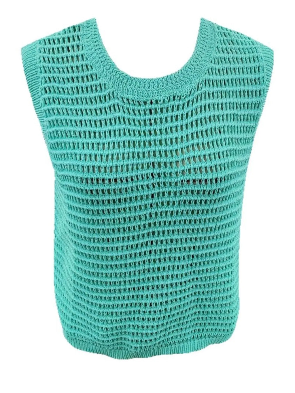 Openwork Round Neck Sweater Vest - Lilixa.store