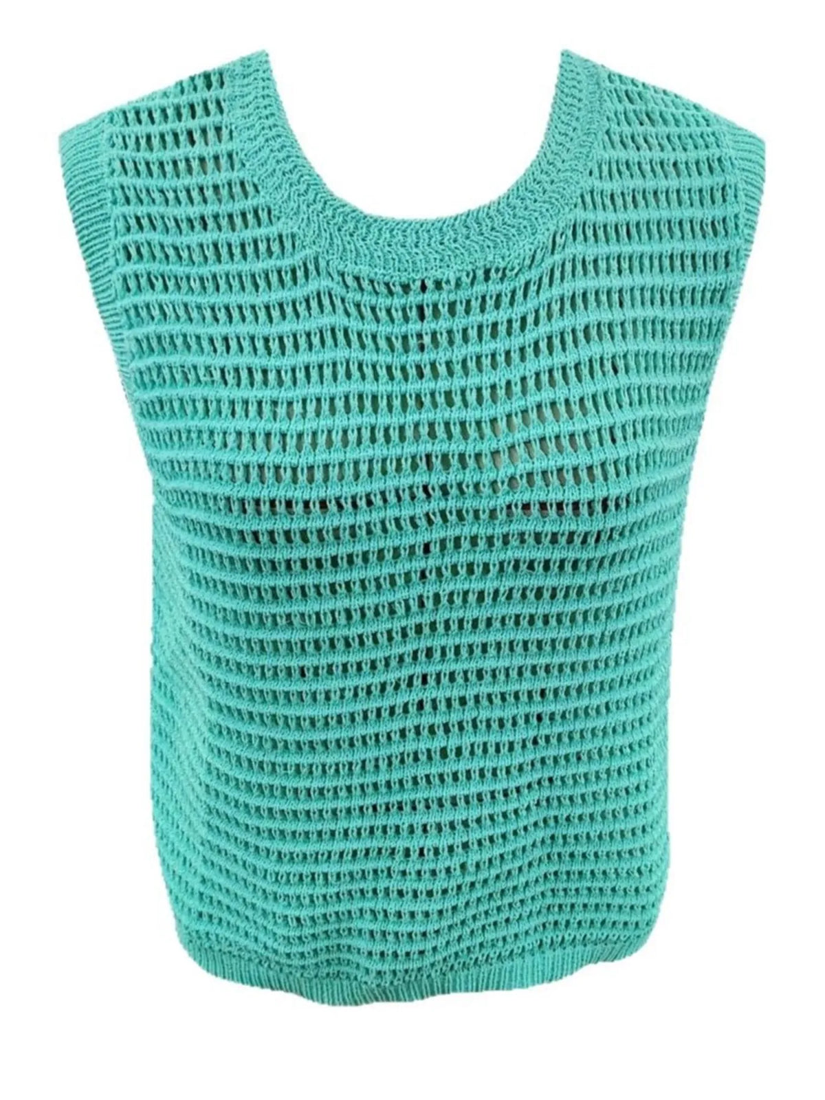 Openwork Round Neck Sweater Vest - Lilixa.store