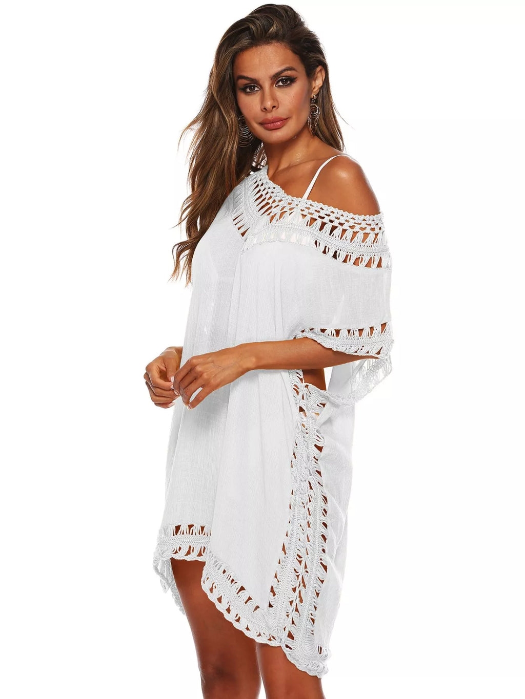 Crochet Trim V-Neck Cover-Up Dress - Lilixa.store