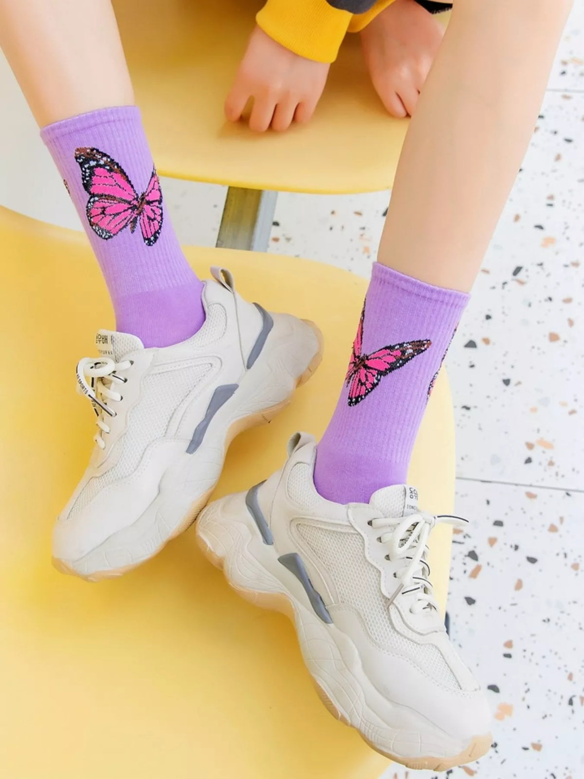 Butterfly Print Crew Socks, view 8