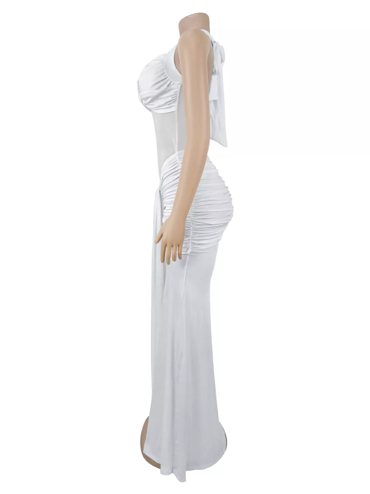 Twisted Front Ruched Bodycon Maxi Dress - Lilixa.store