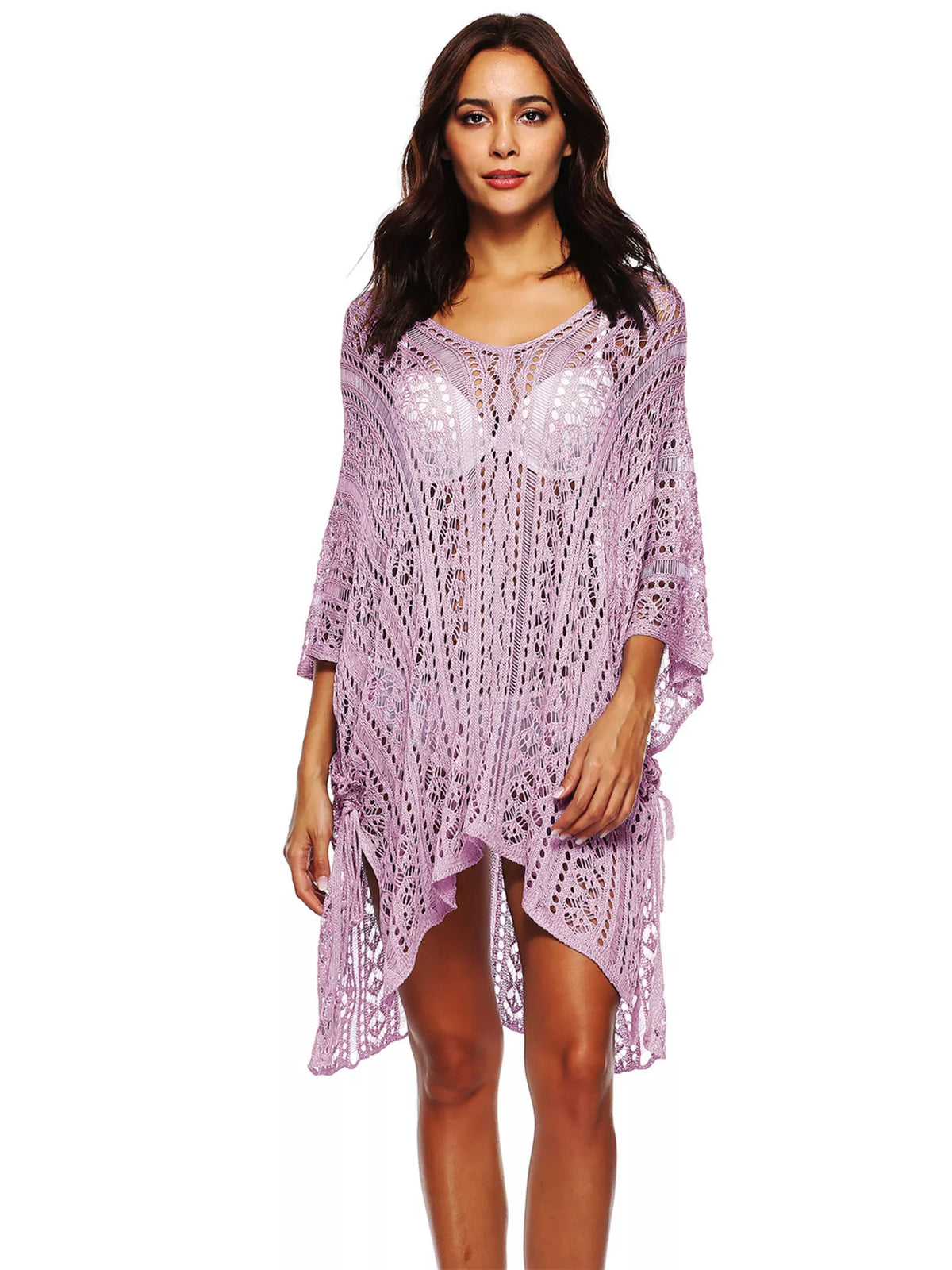Crochet Knit V-Neck Cover-Up - Lilixa.store