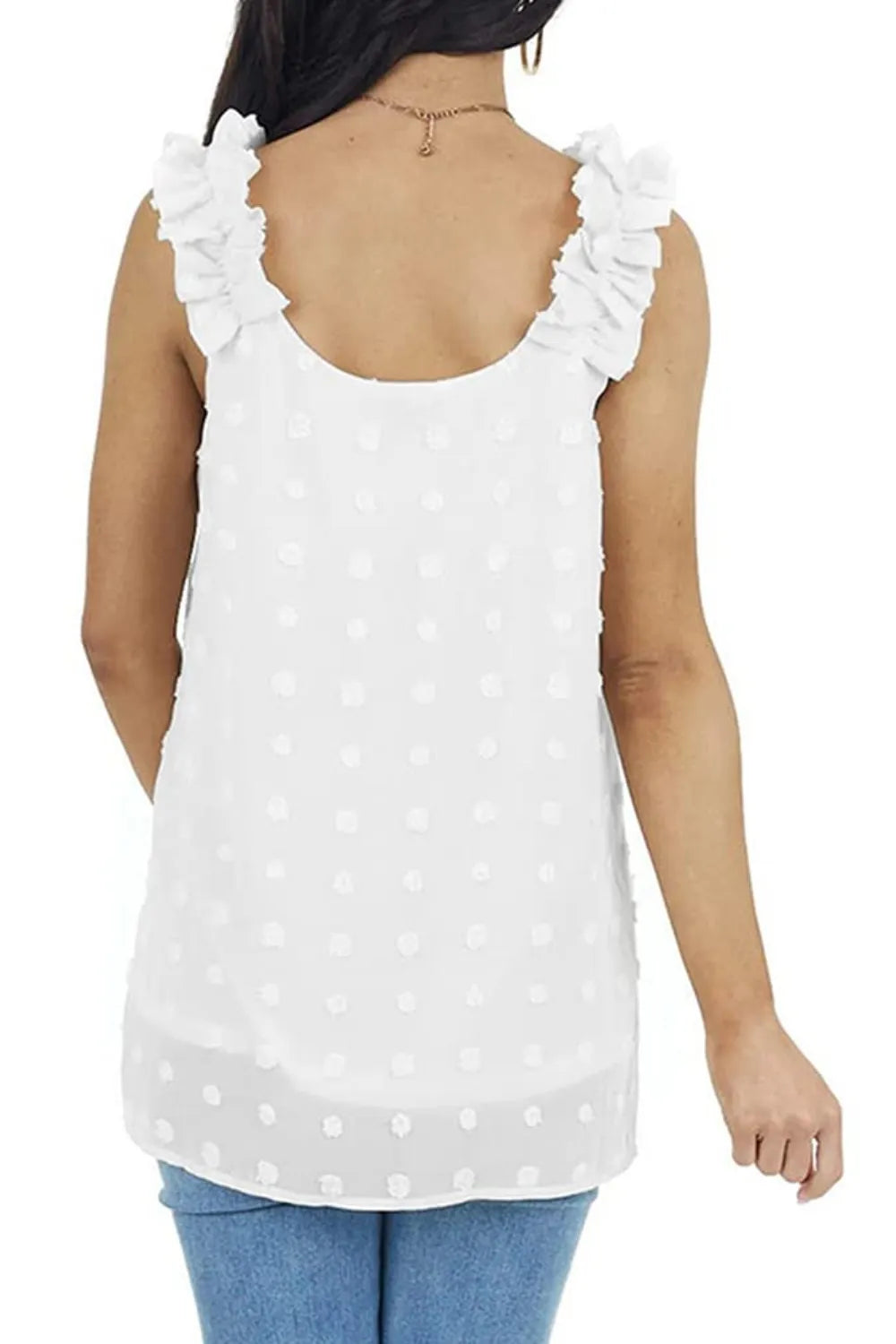 Full Size Swiss Dot V-Neck Tank - Lilixa.store