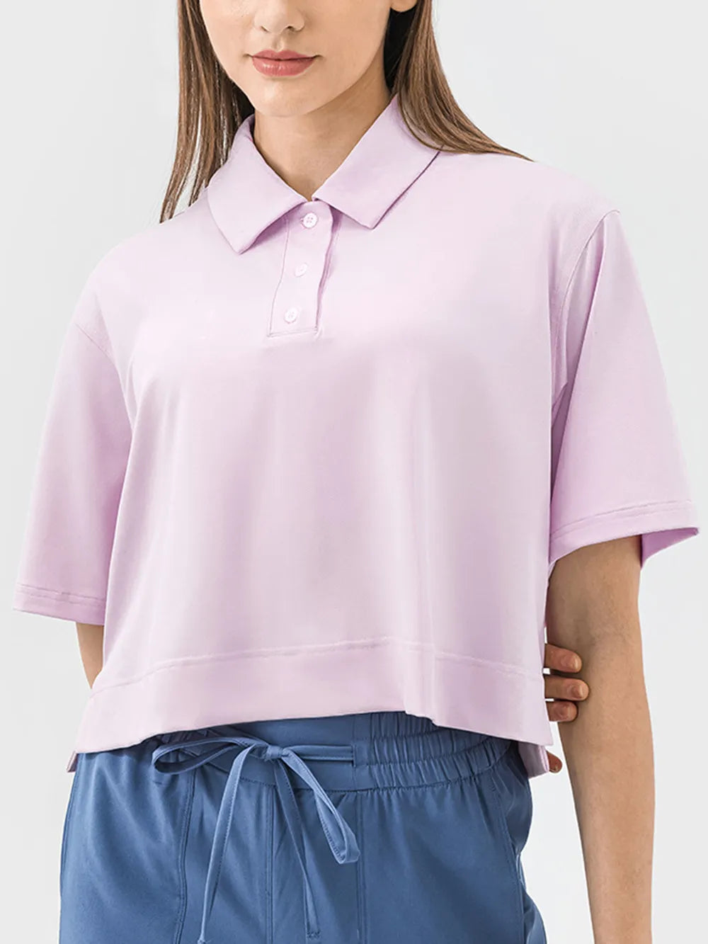 Millennia Half Button Short Sleeve Active T-Shirt - Lilixa.store