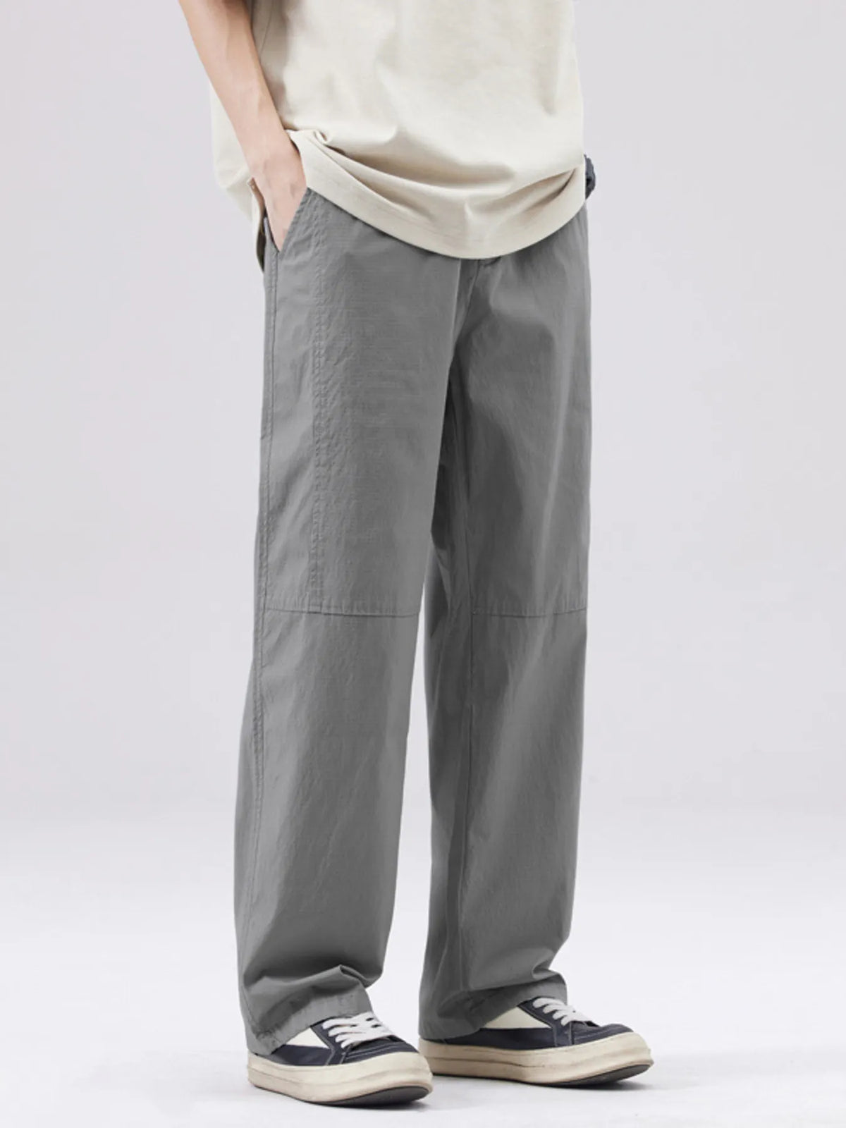 Men's Full Size Casual Relaxed Fit Wide Leg Pants Plus Size in Grey, view 2