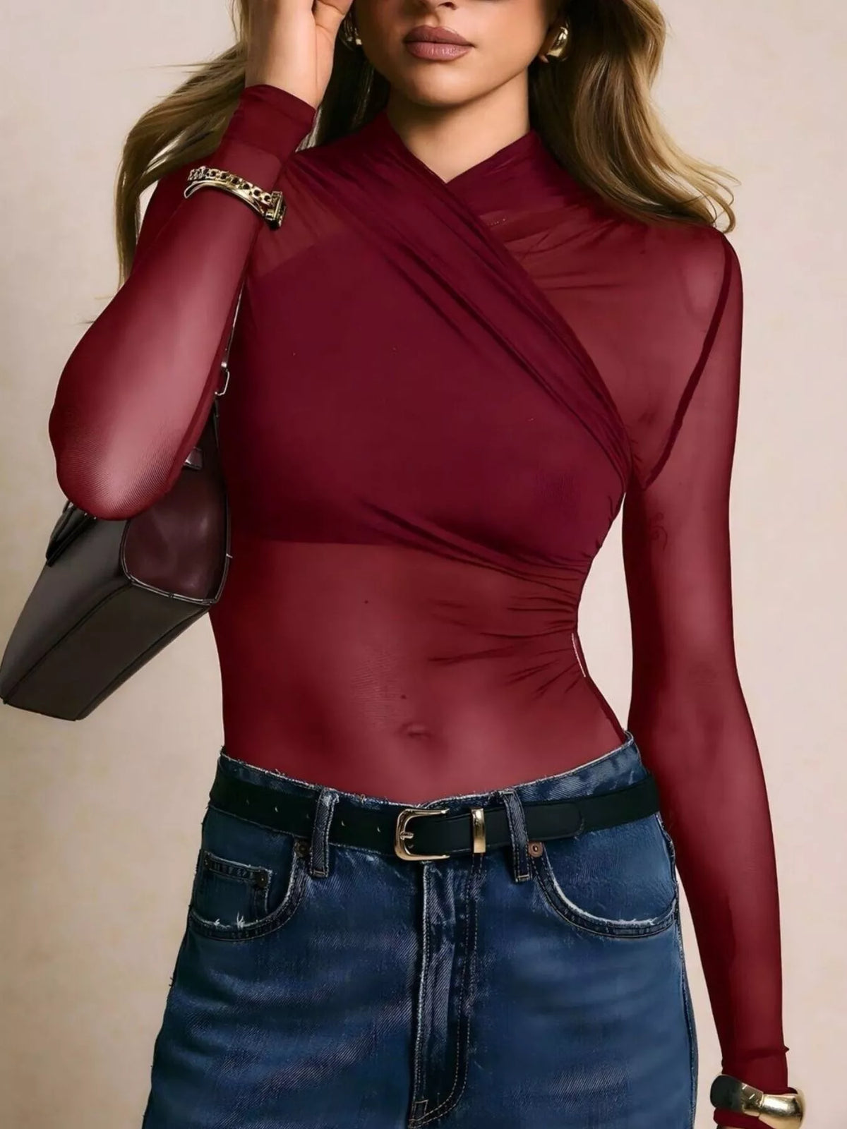 Mesh Long Sleeve Bodysuit - Lilixa.store