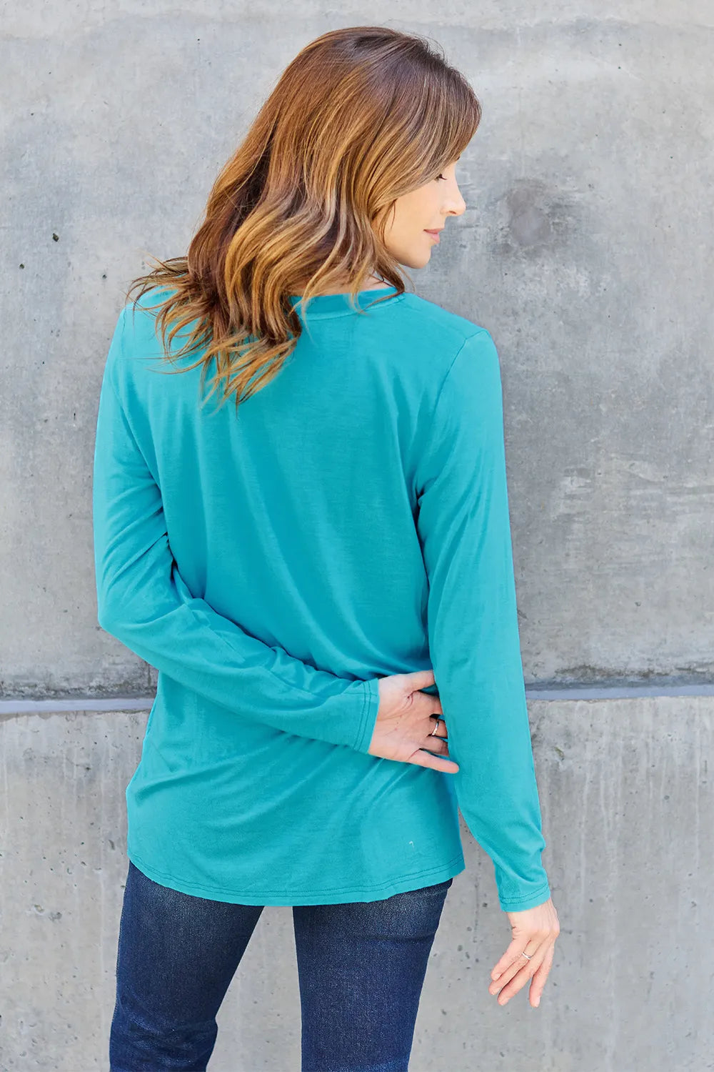 Basic Bae Full Size V-Neck Long Sleeve Top - Lilixa.store