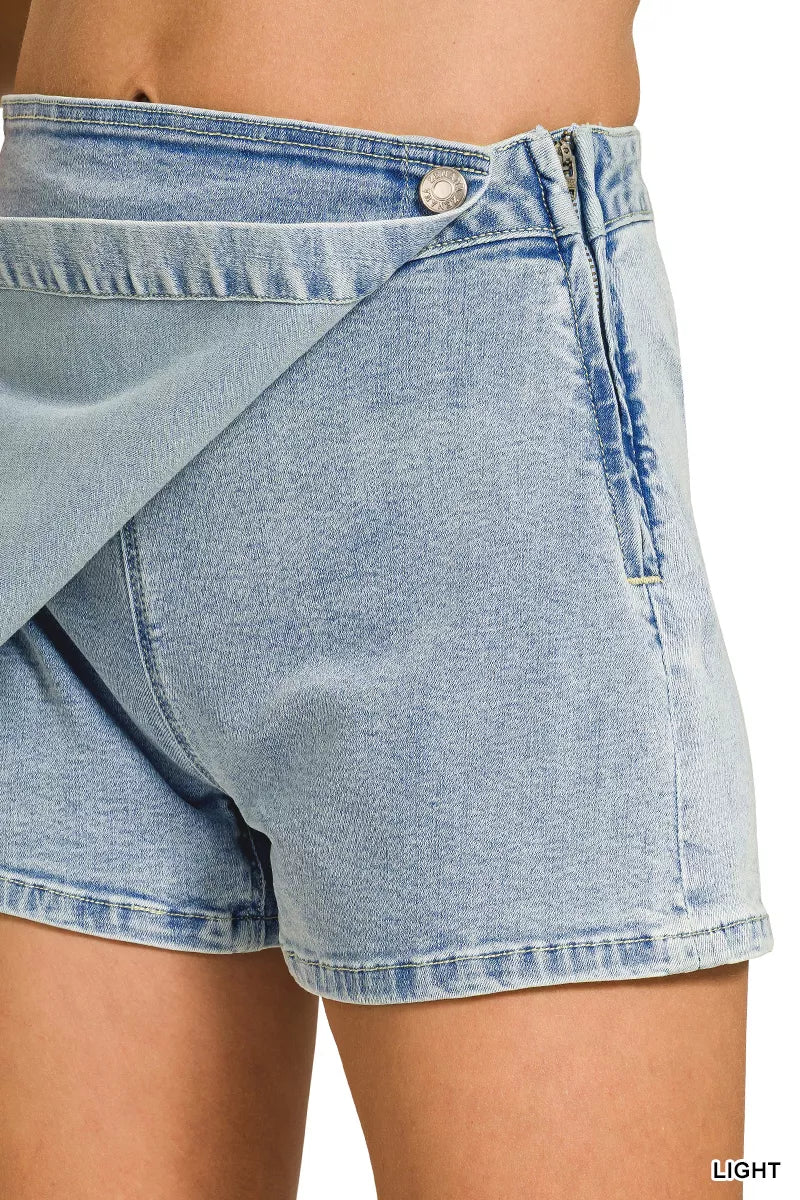 Zenana Wrap Front Denim Skort - Lilixa.store
