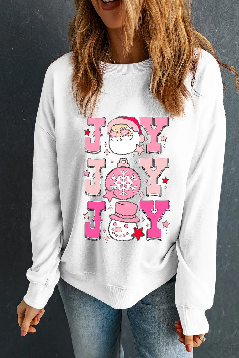 JOY Round Neck Long Sleeve Sweatshirt - Lilixa.store