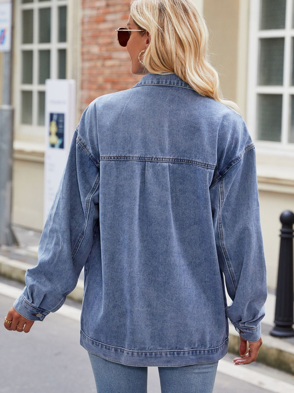 Button Up Denim Jacket with Pockets - Lilixa.store