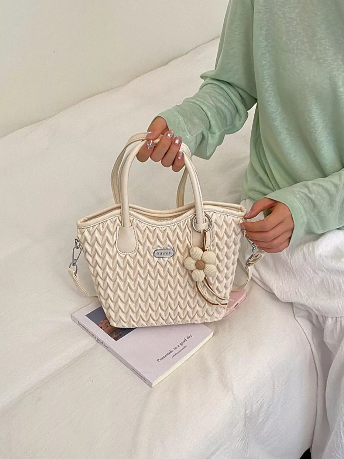 Top Handle Texture Crossbody Bag