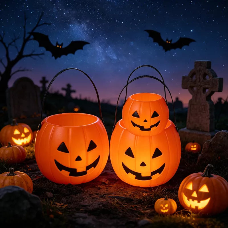 Halloween Decorative Pumpkin Bucket with Handle Set - Lilixa.store