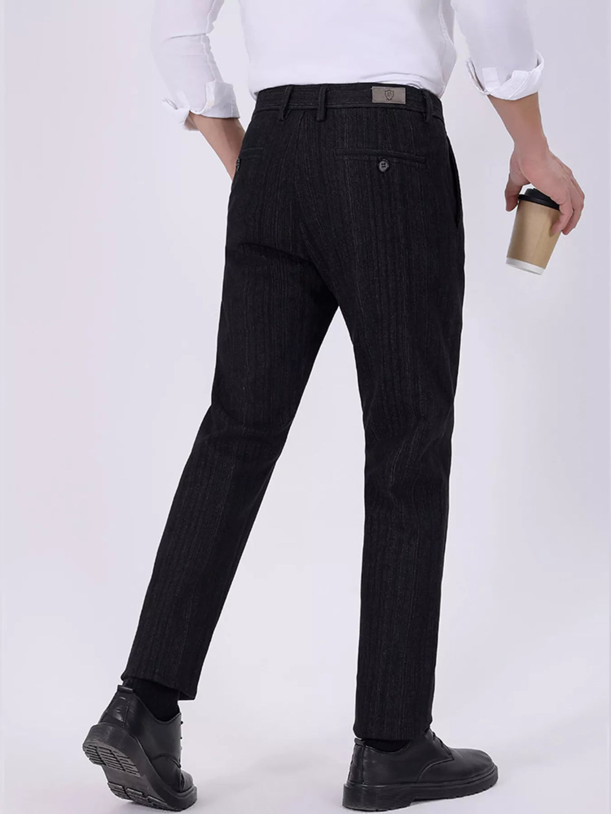 Men's Slim Fit Pants in Black, view 2