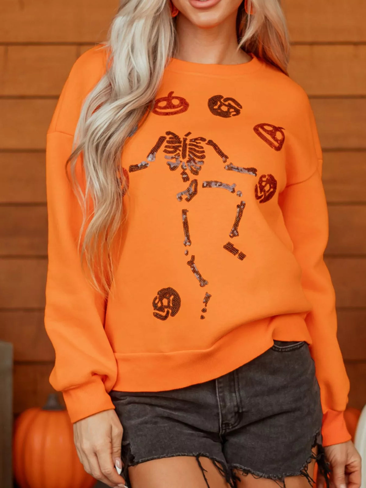 Dancing Critters Sequin Halloween Crewneck Sweatshirt - Lilixa.store