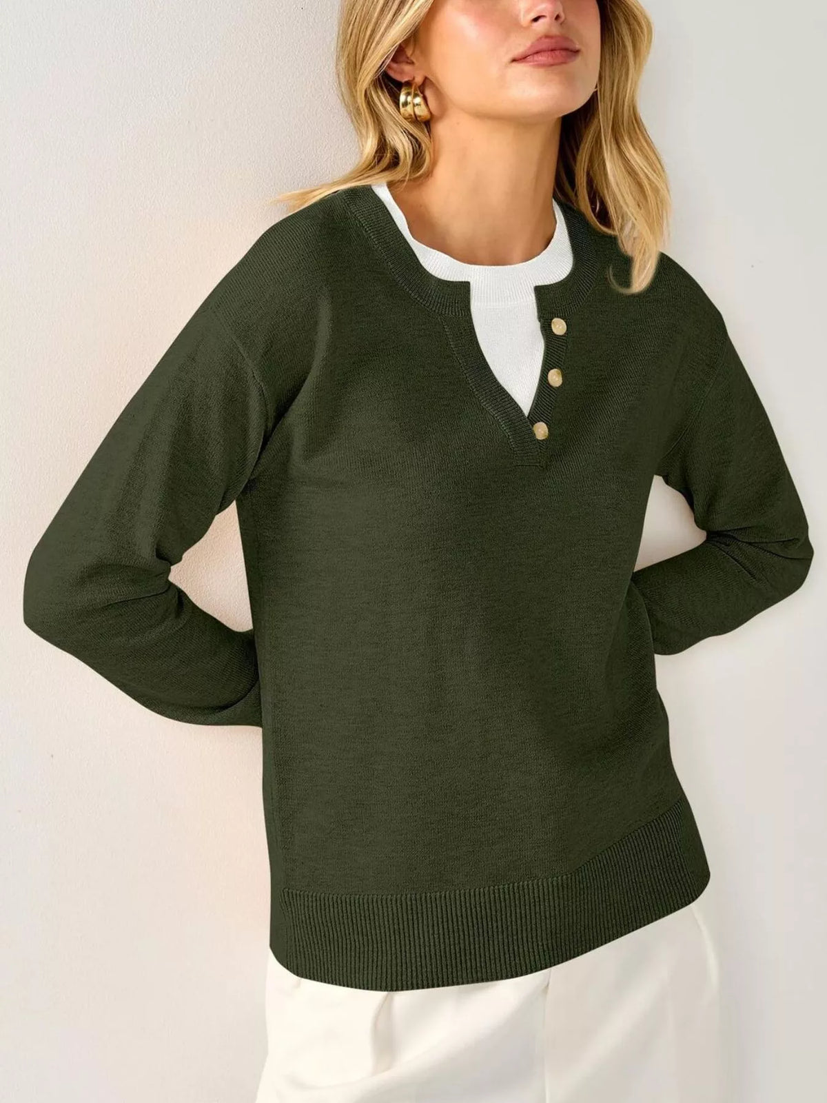 Long Sleeve Dropped Shoulder Sweater