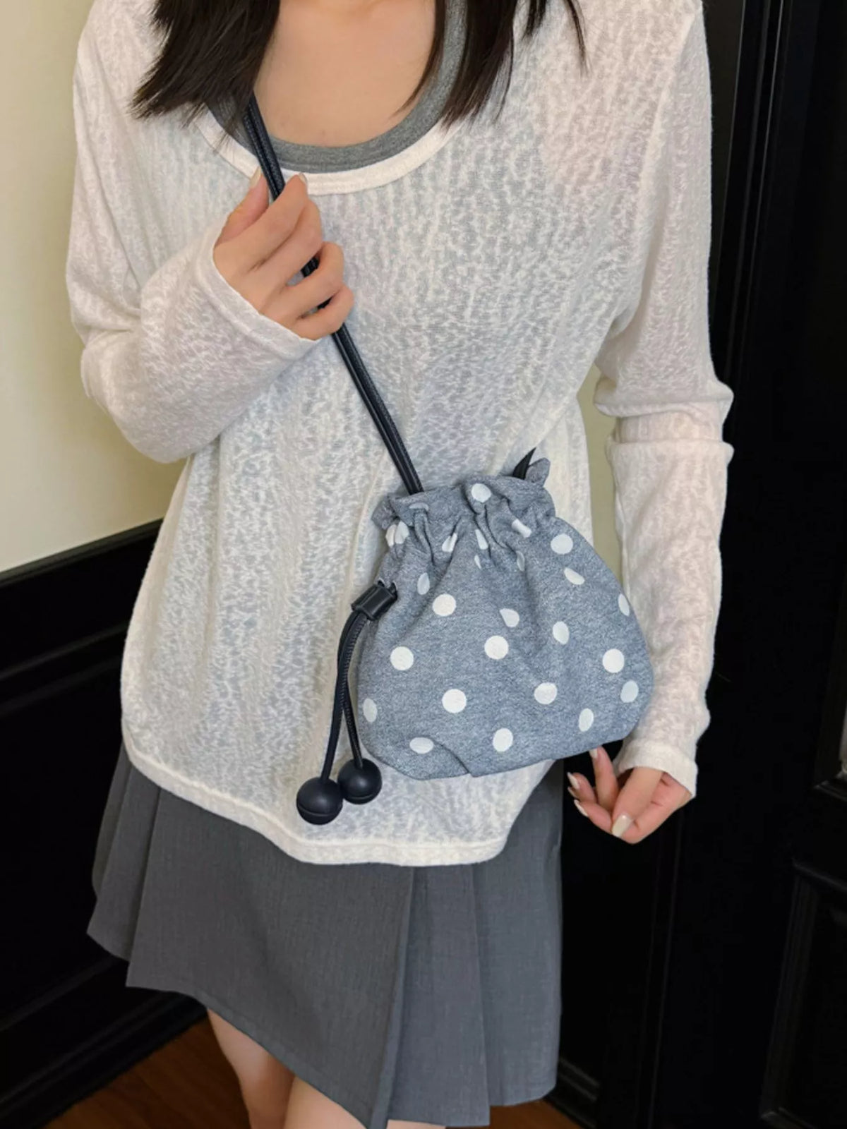 Polka Dot Drawstring Crossbody Bag