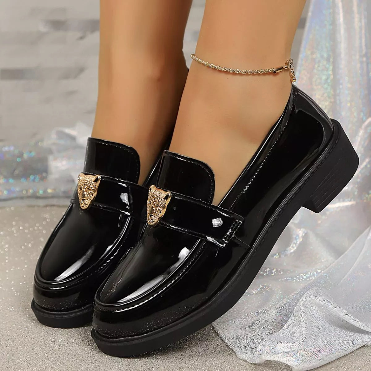 Round Toe Block Heel Loafers - Lilixa.store
