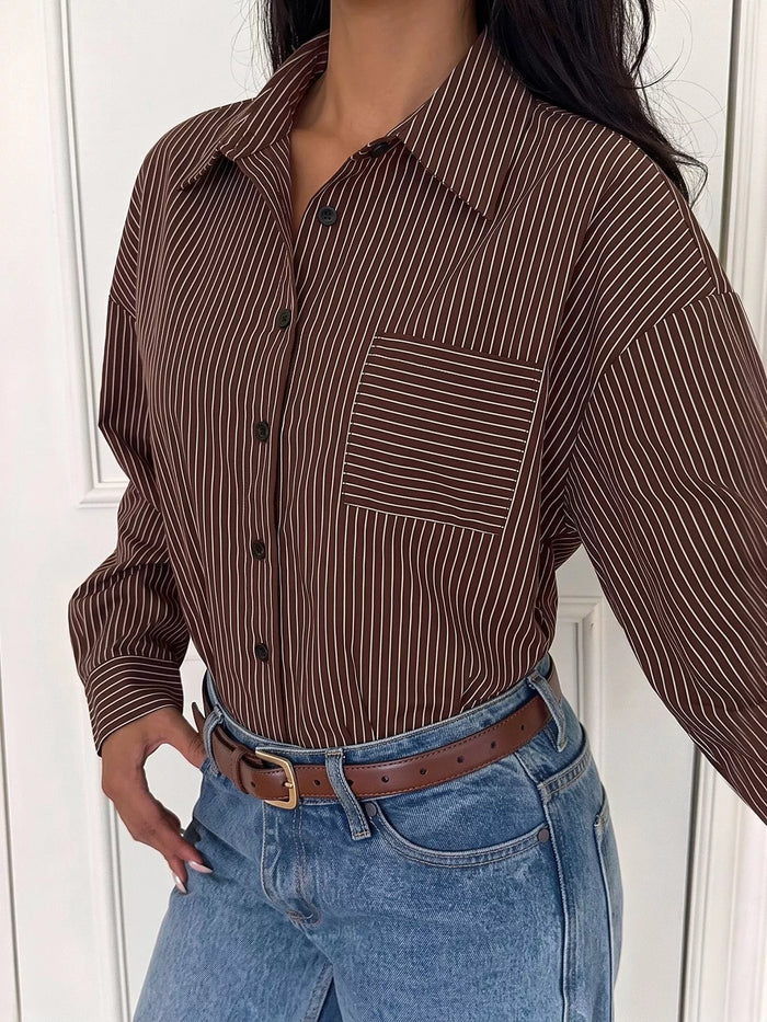 Striped Button-Up Bodysuit - Lilixa.store