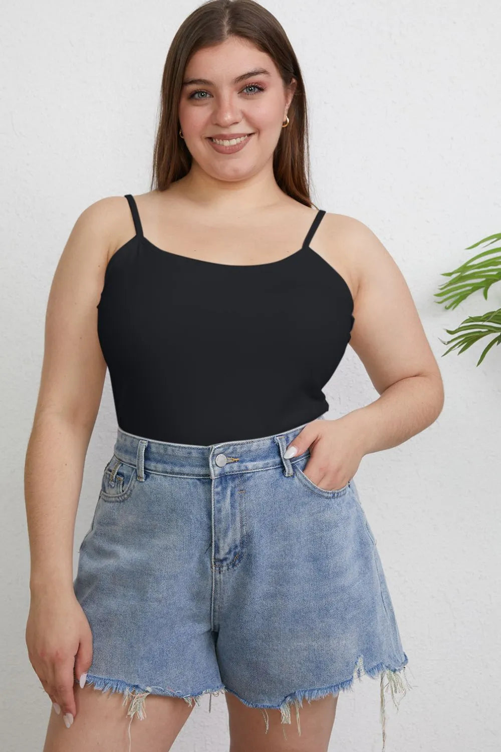 Basic Bae Full Size Round Neck Slim Cami Plus Size - Lilixa.store