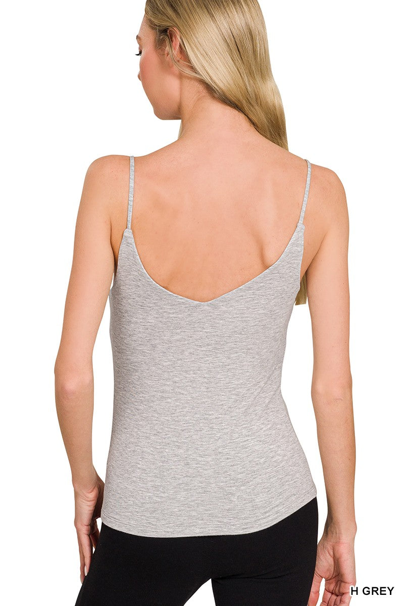 Zenana Double Layered V-neck Spaghetti Cami - Lilixa.store