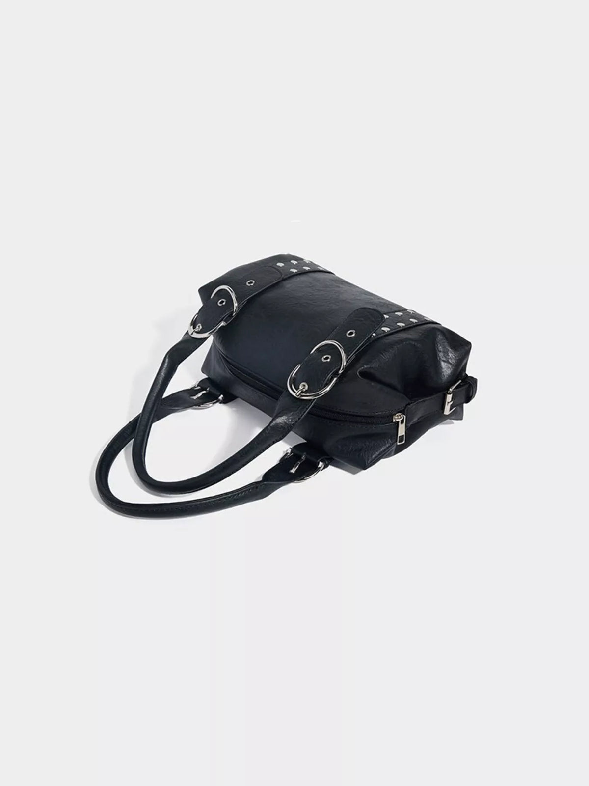 Studded Decor Shoulder Bag with Buckle Detail in Black, view 5