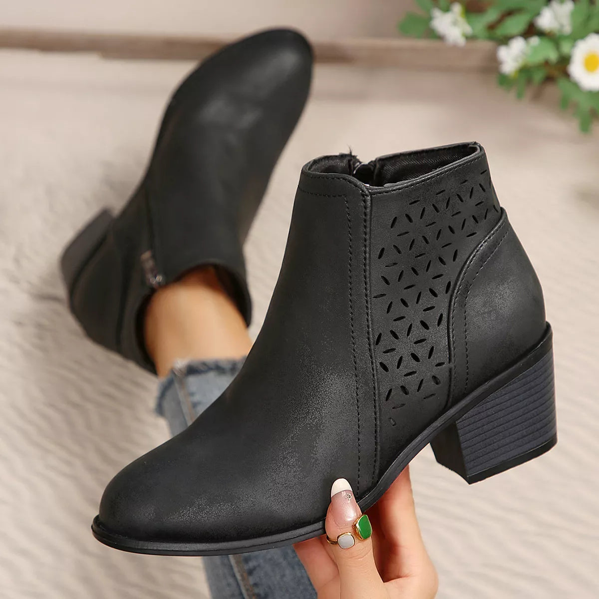 Point Toe Block Heels Boots - Lilixa.store